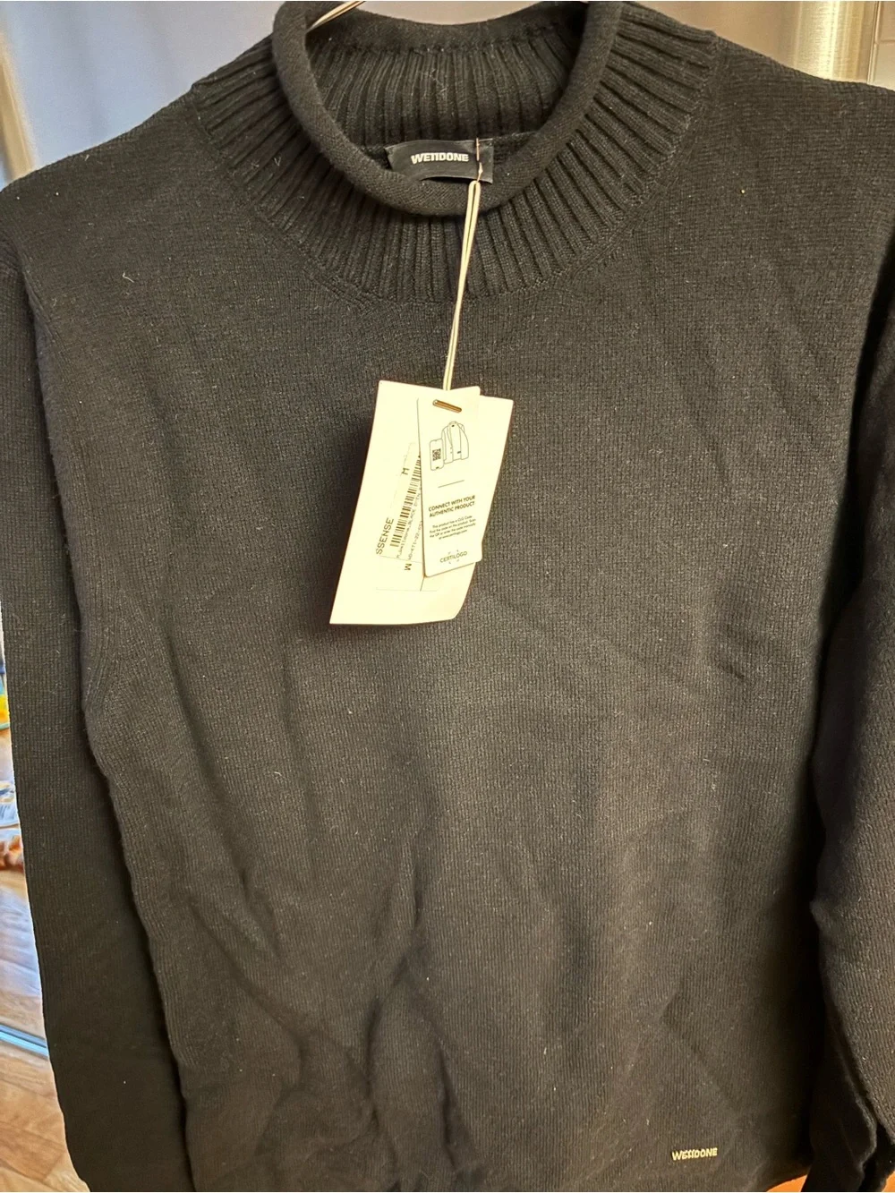 WE11 DONE cashmere men’s black crewneck sweater